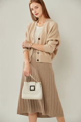 V-neck Single-breasted Batwing Cardigan