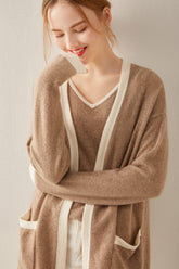 V-neck mid-length women's cardigan