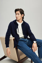 Worsted Hooded Double-zip Cardigan SQ00640找平铺