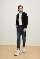 Worsted Hooded Double-zip Cardigan SQ00640找平铺