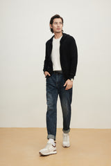 Worsted Hooded Double-zip Cardigan SQ00640找平铺