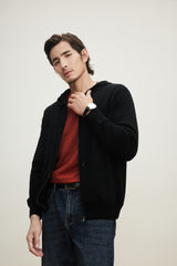 Worsted Hooded Double-zip Cardigan SQ00640找平铺