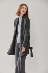 V-neck Cable Knit Long Cardigan For Women