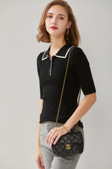 Worsted Small Lapel Drawstring Short Sleeves