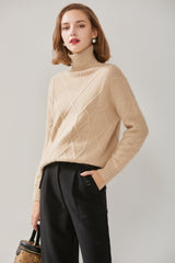 High Collar Thickened Floral Pullover