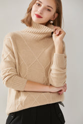 High Collar Thickened Floral Pullover