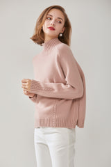 Mock Neck Twisted Flower Pullover Cashmere Sweater