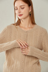 Crew Neck Thickened Cable Cardigan