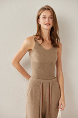 Cashmere Knitted Camisole SQ00792-1找平铺图