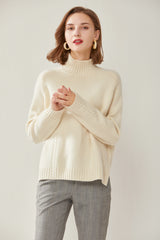 Mock Neck Twisted Flower Pullover Cashmere Sweater
