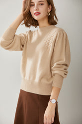 Round Neck Thickened Twisted Puff Sleeves Women's Suit