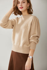 Round Neck Thickened Twisted Puff Sleeves Women's Suit