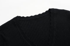 Worsted V-neck Drawstring Cardigan