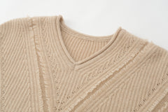 V-neck Single-line Fringe Pullover