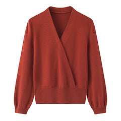 V-neck Lantern Sleeve Cashmere Sweater