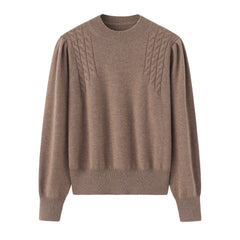 Round Neck Thickened Twisted Puff Sleeves Women's Suit