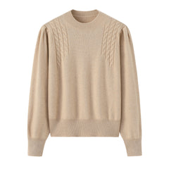 Round Neck Thickened Twisted Puff Sleeves Women's Suit