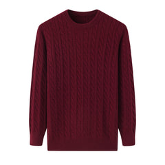 Crew Neck Thickened Cable Knit Cashmere Pullover