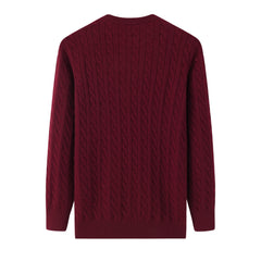 Crew Neck Thickened Cable Knit Cashmere Pullover