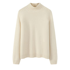 Mock Neck Twisted Flower Pullover Cashmere Sweater