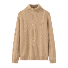 Turtleneck Thick Cable PulloverSQ00424-1找模特图 白色图