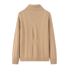 Turtleneck Thick Cable PulloverSQ00424-1找模特图 白色图