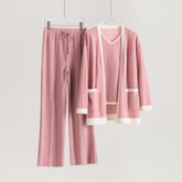 V-neck Cardigan Vest Pants Set