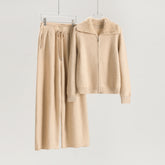 Lapel Terry Neck Cardigan Loose Pants