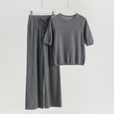 Round Neck Short Sleeve Straight Pants