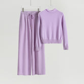 Self-neck Mesh Pullover Straight-leg Pants