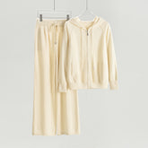 Hooded Zip-Up Cardigan Loose Pants