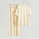 Half Turtleneck Cashmere Short Sleeve Loose Pants