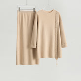 Boat Neck Pullover Slit Straight Skirt