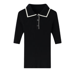 Worsted Small Lapel Drawstring Short Sleeves