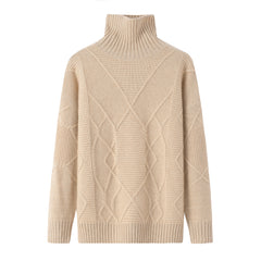 High Collar Thickened Floral Pullover