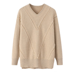V-neck Single-line Fringe Pullover