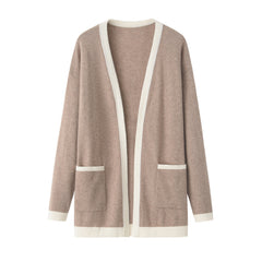 V-neck mid-length women's cardigan
