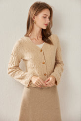 V-Neck Thickened Mesh Cable Cardigan