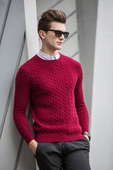 Crew Neck Thickened Cable Knit Cashmere Pullover