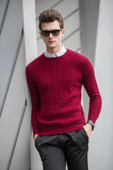 Crew Neck Thickened Cable Knit Cashmere Pullover