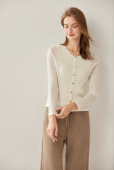 Worsted Crew Neck Cardigan