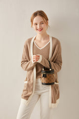 V-neck mid-length women's cardigan