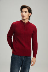 Half Turtleneck Thickened Zipper Cable Pullover