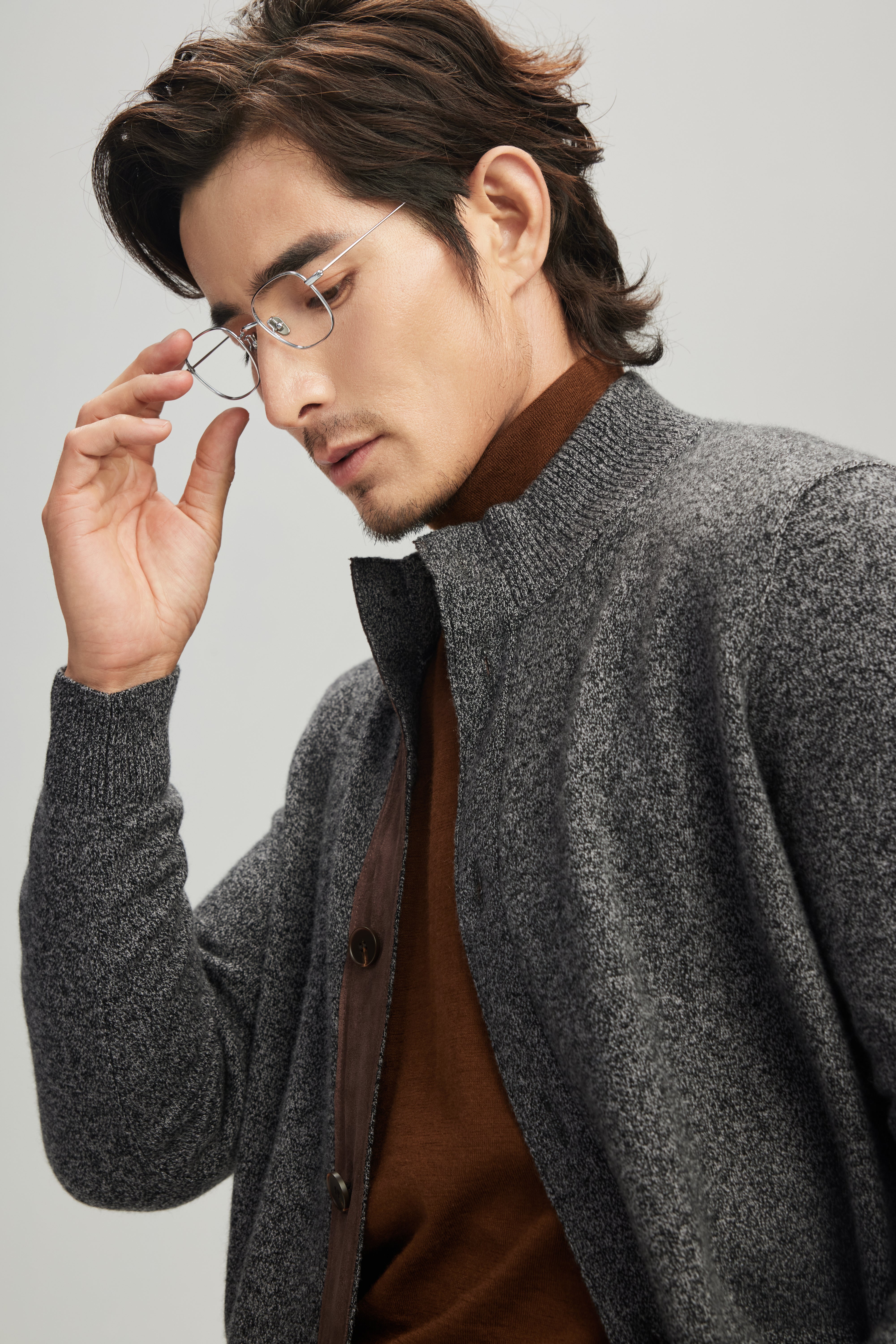 Stand Collar Cashmere Cardigan