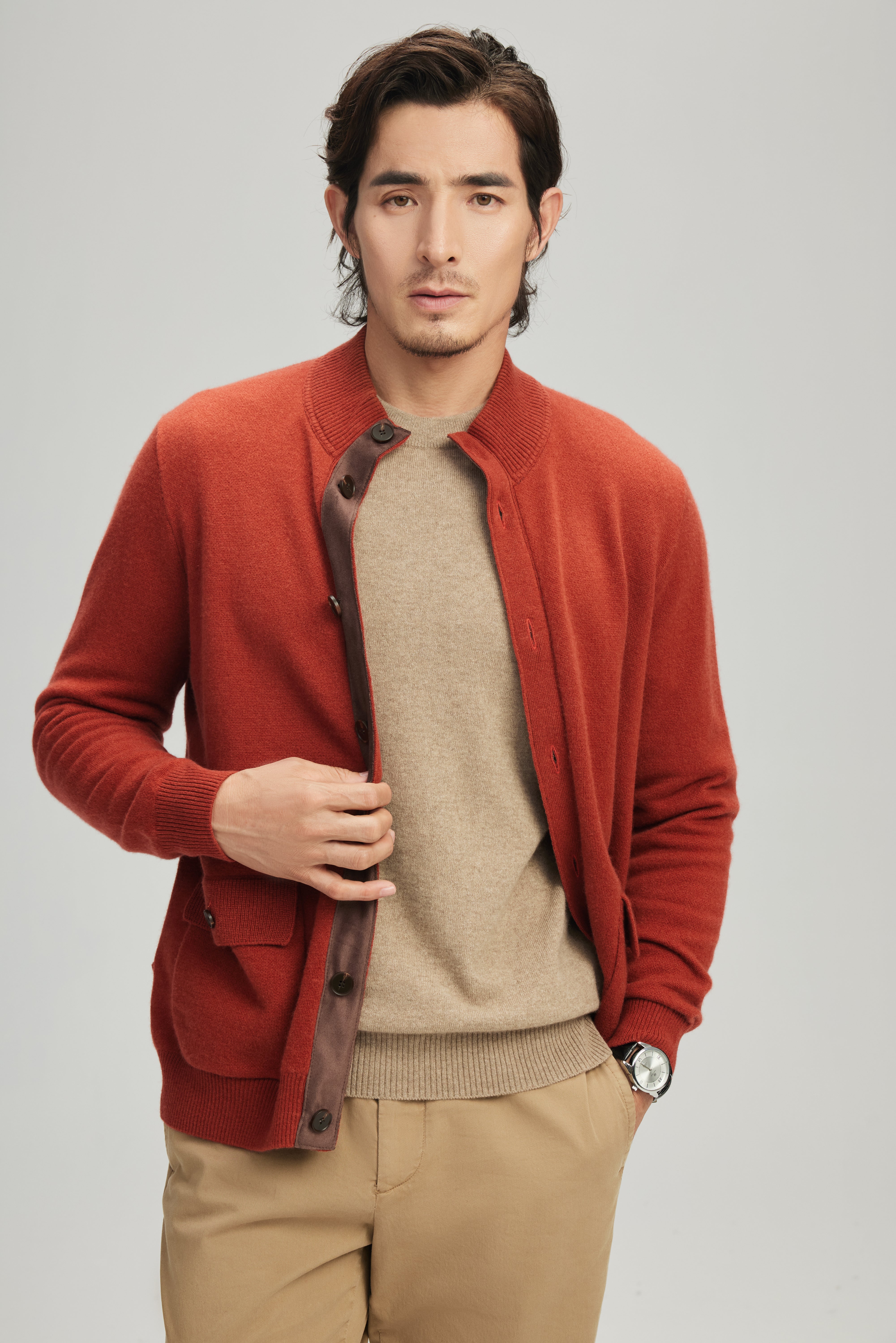 Stand Collar Cashmere Cardigan