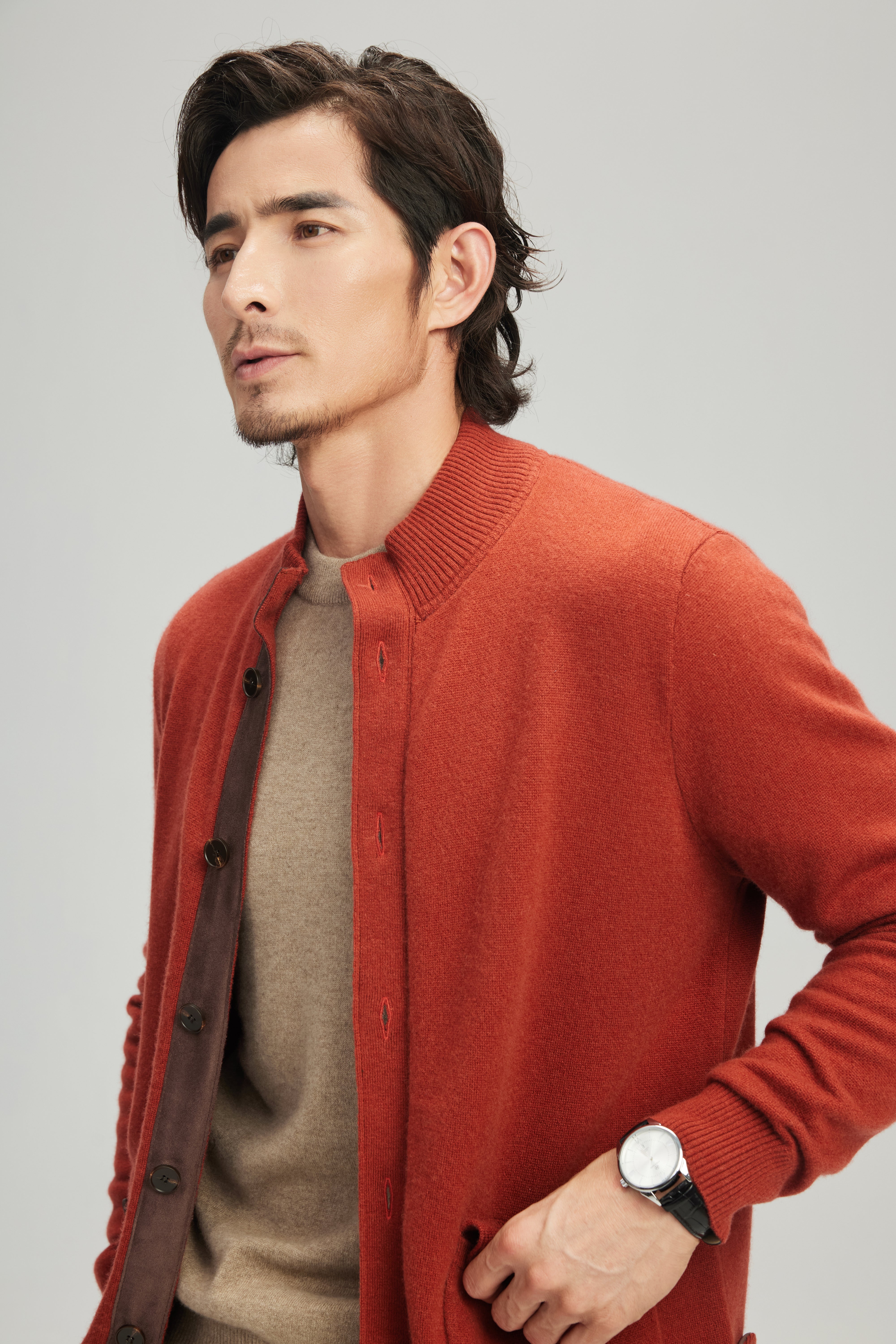 Stand Collar Cashmere Cardigan