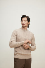 Half Turtleneck Thickened Zipper Cable Pullover