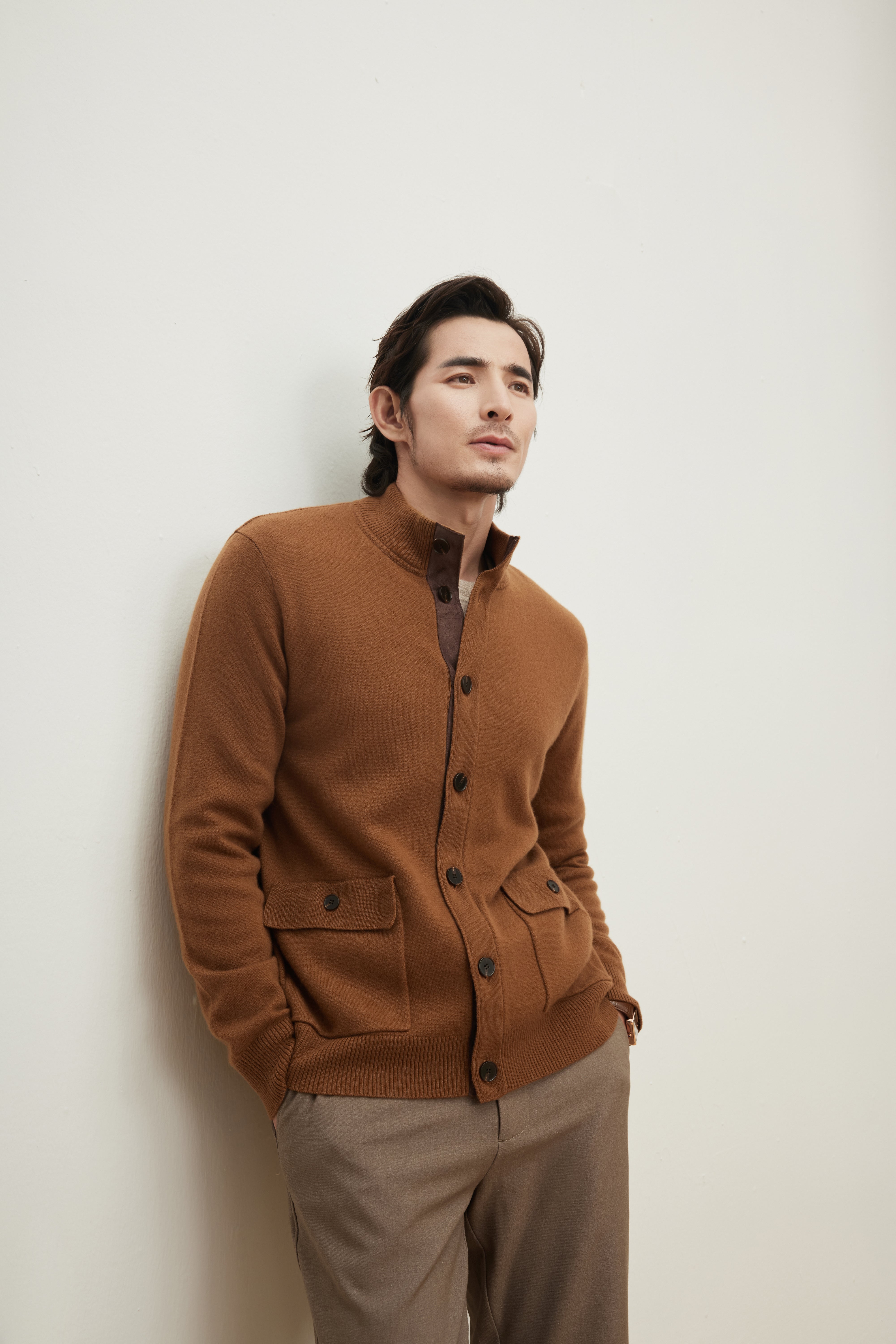 Stand Collar Cashmere Cardigan