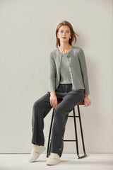Worsted Crew Neck Cardigan