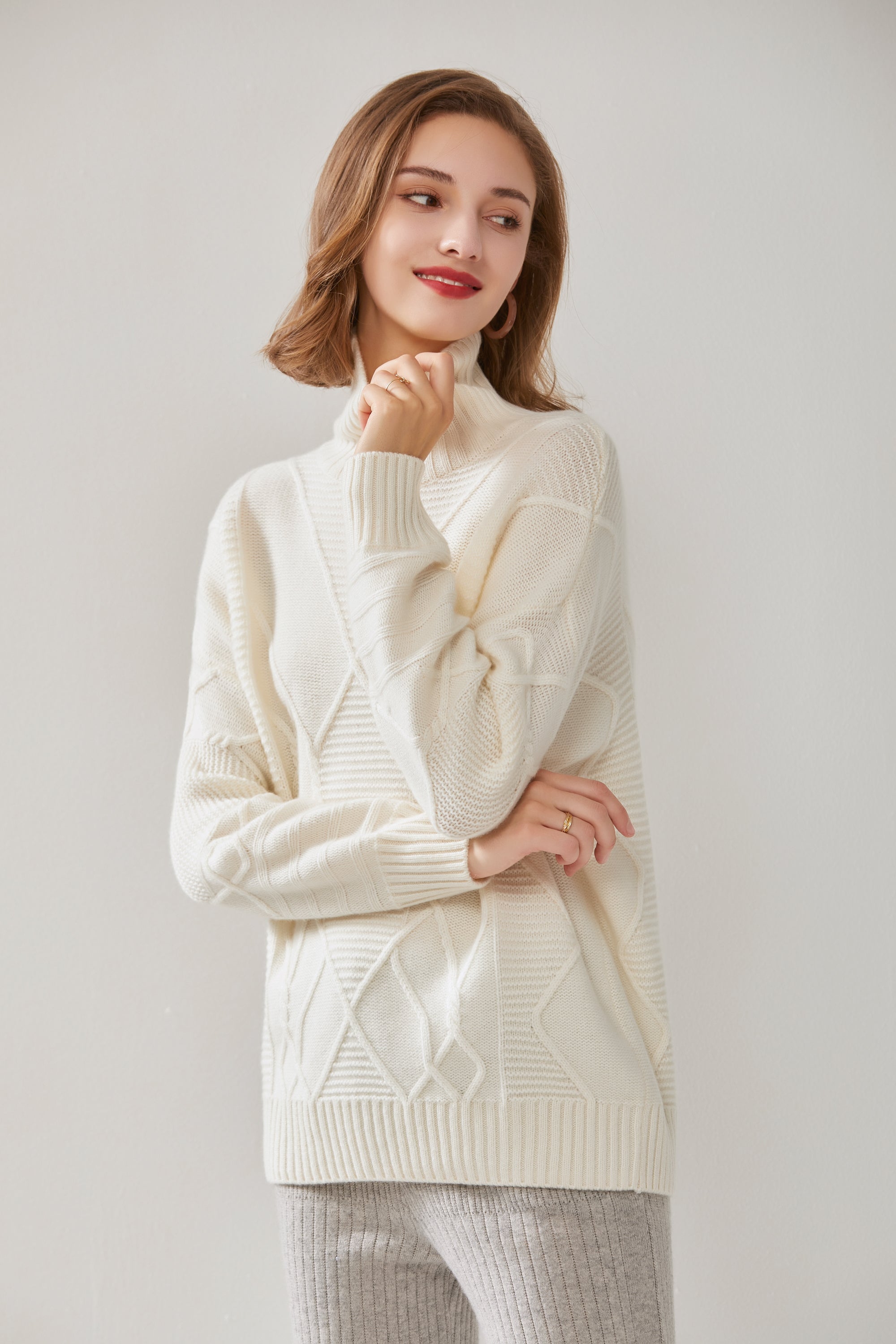 High Collar Thickened Floral Pullover